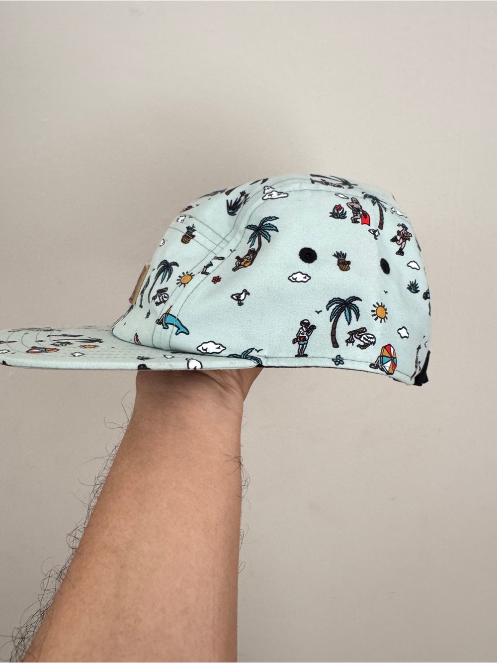 Vans Mint Green Beach Print Five-Panel Hat View 2